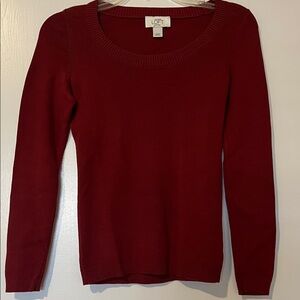 LOFT Women's Burgundy Crew Neck Sweater